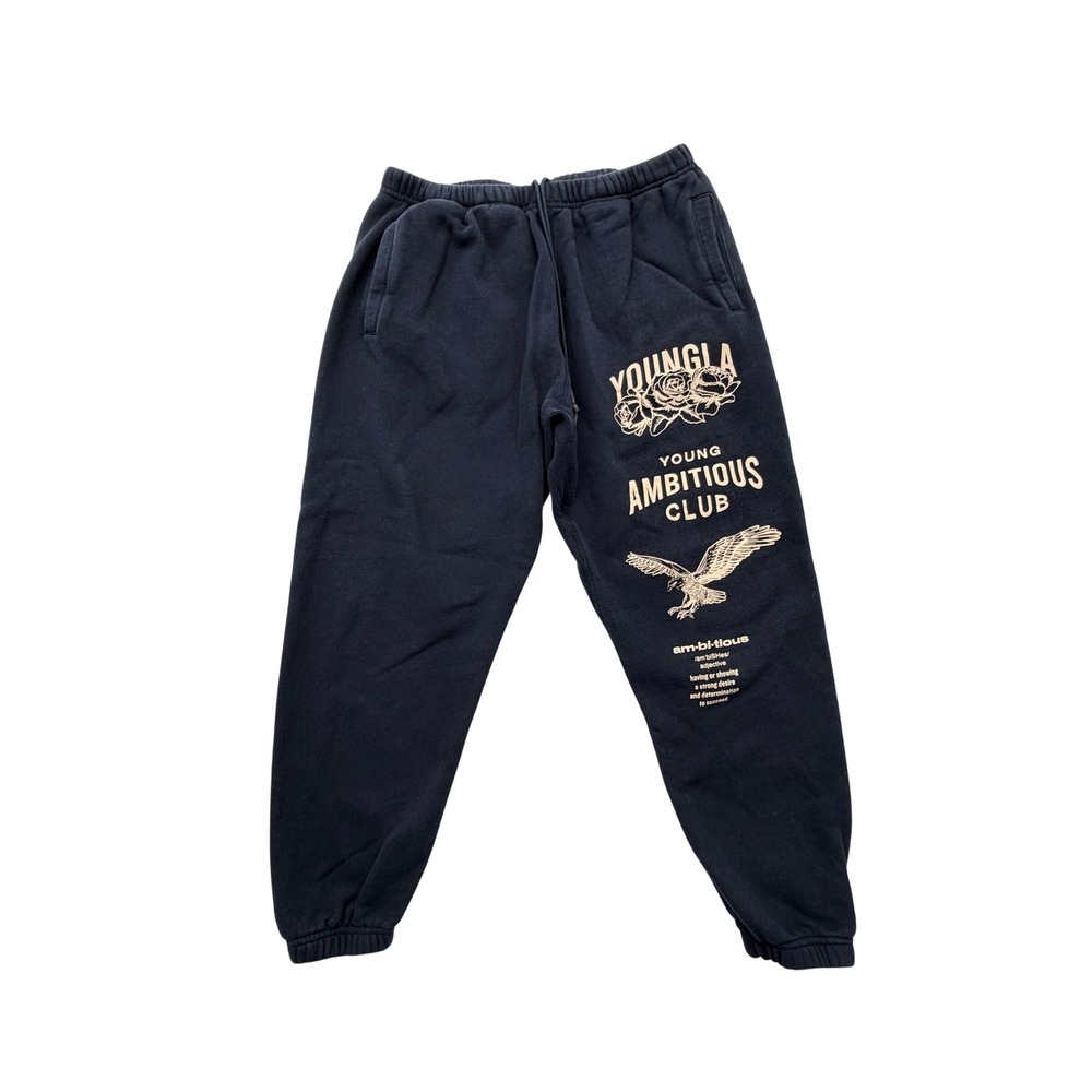 YoungLA 233 Ambitious Club Graphic Sweatpants Mens XXL Gray Blue Cotton Joggers - Picture 2 of 8